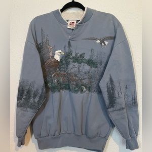 Vintage 90’s eagle wildlife nature sweatshirt with pockets and button collar